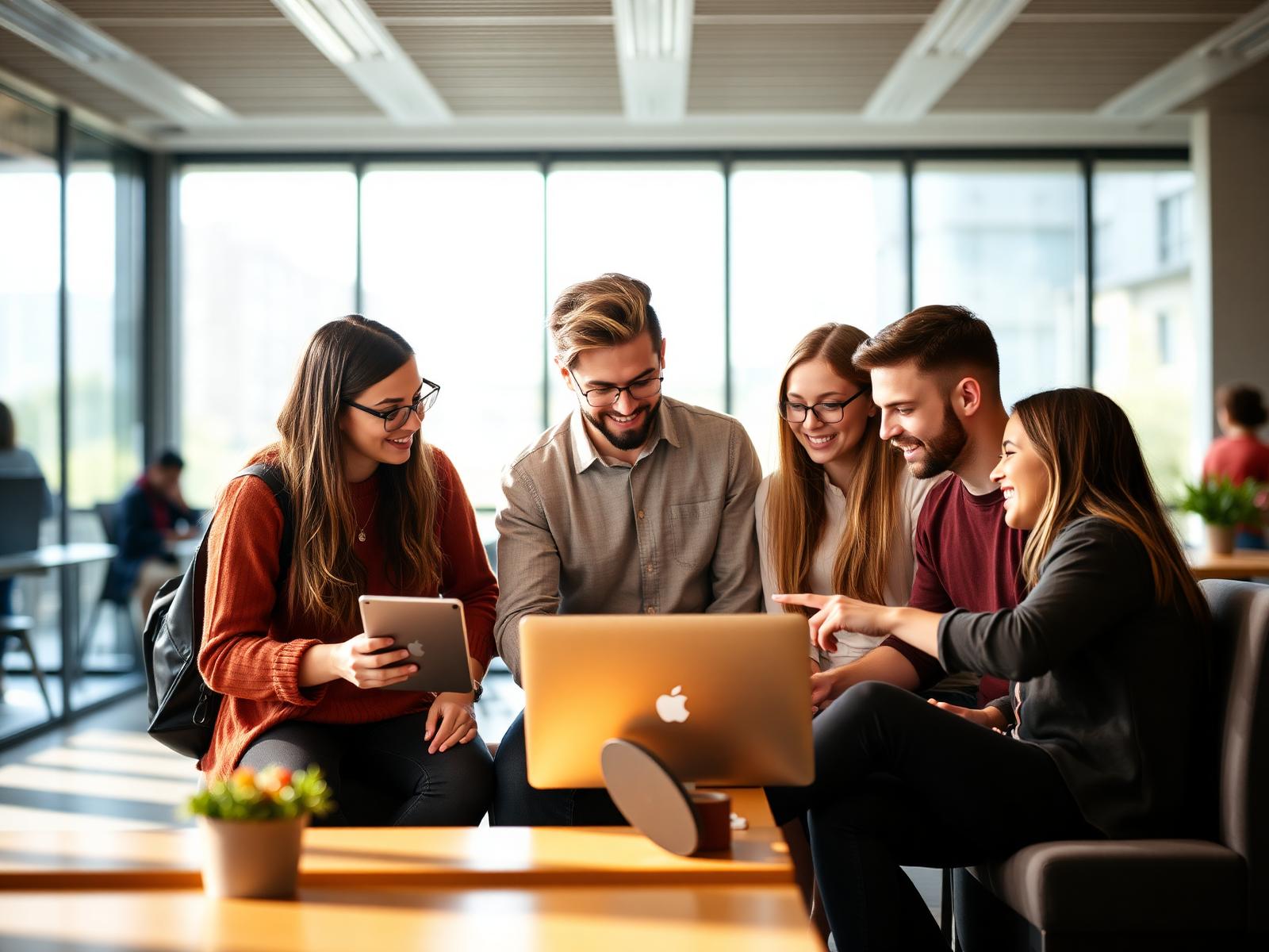 Estudiantes colaborando en el campus de OTEIMA